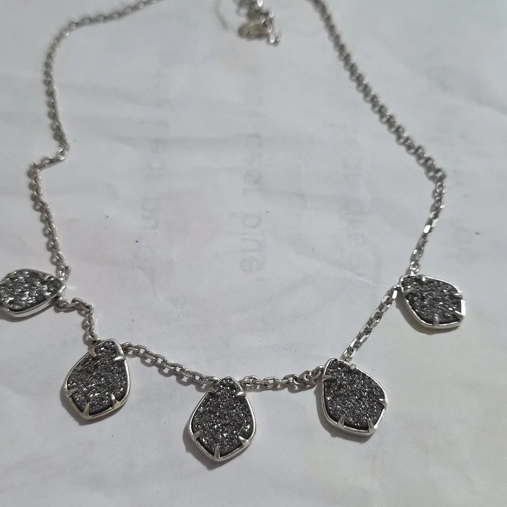 Lucky Brand Druzy Silver Dangle Charm Necklace